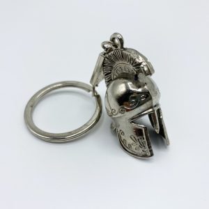 Trojan Commander Helmet Keychain Chrome Greece